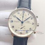 Perfect Replica IWC Schaffhausen Portuguese White Dial Black Leather Strap Replica Watches